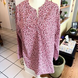 Lands' End 100% Cotton Floral Top OEKO-TEX Certified L (14-16)